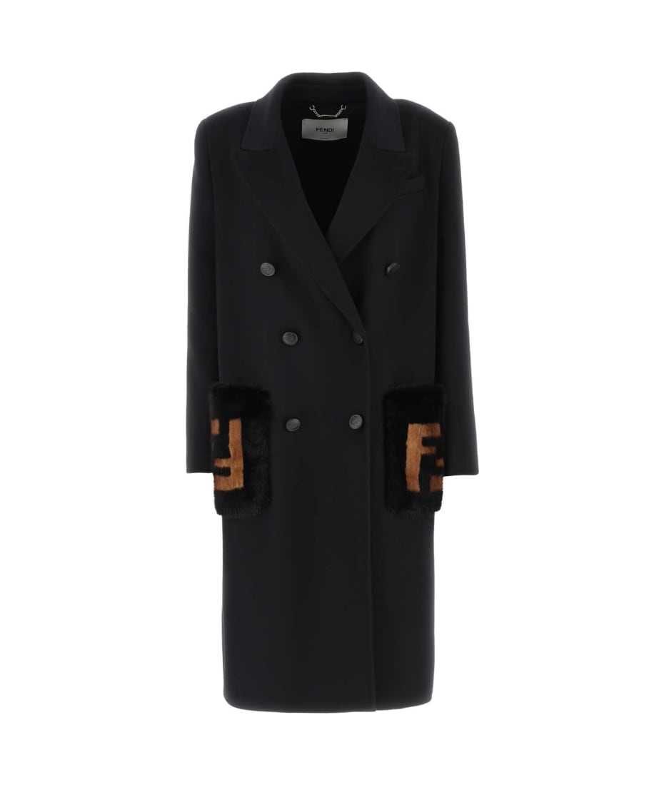 コート FENDI OUTERWEAR (FAN198AT8H) Fendi Black Wool Coat | italist