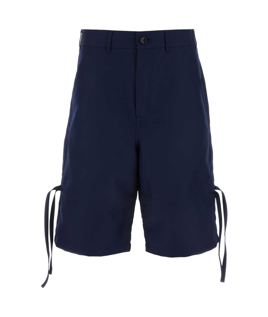 Comme des Garçons Navy Blue Polyester Bermuda Shorts - NAVY