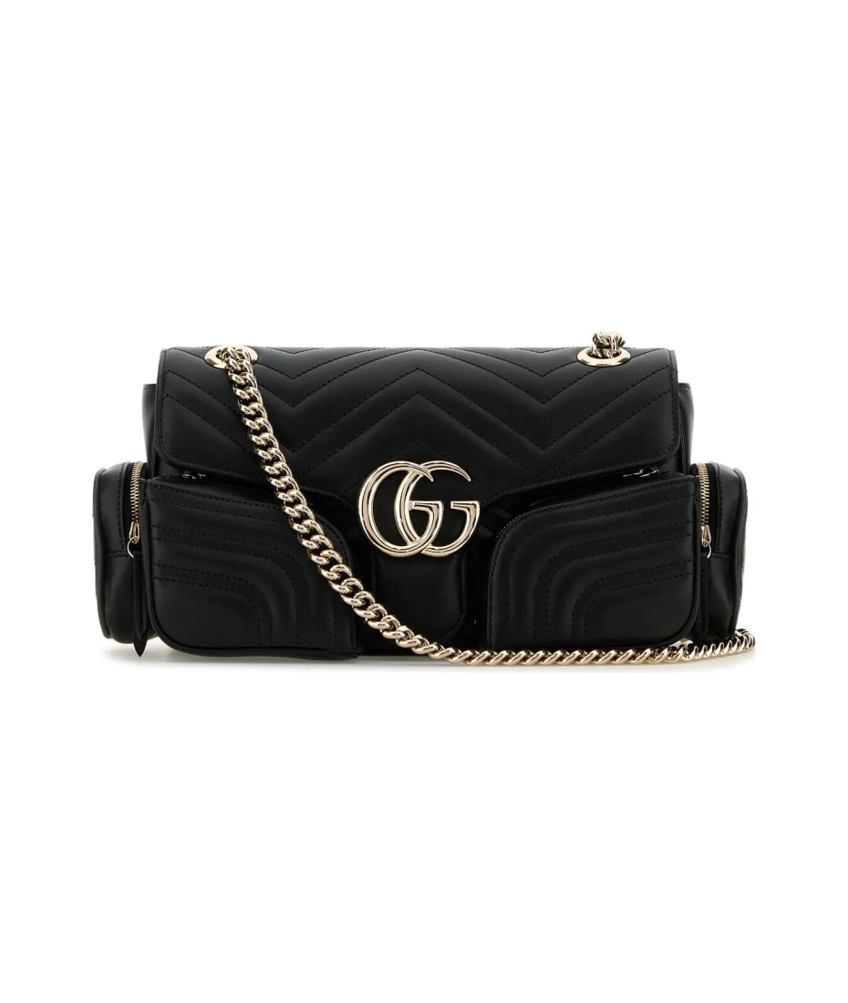 Gucci Black Leather Small Gg Marmont Shoulder Bag italist