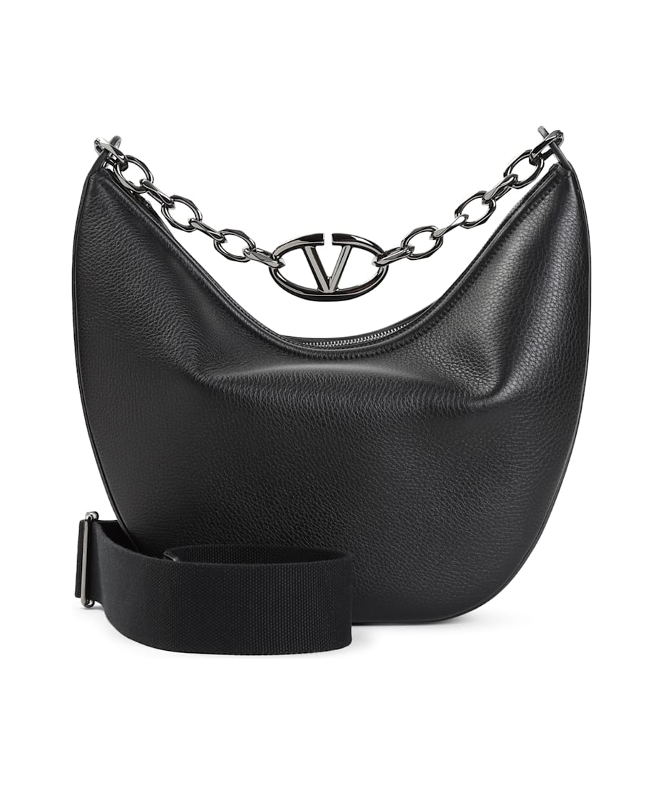 ショルダーバッグ・ポシェット Valentino Garavani Medium Hobo Bag With Vlogo Signature Vlogo Moon Medium Grainy Calfskin Hobo Bag With Chain for