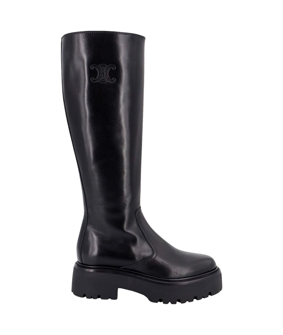 Celine Leather Zipped Boots - Black