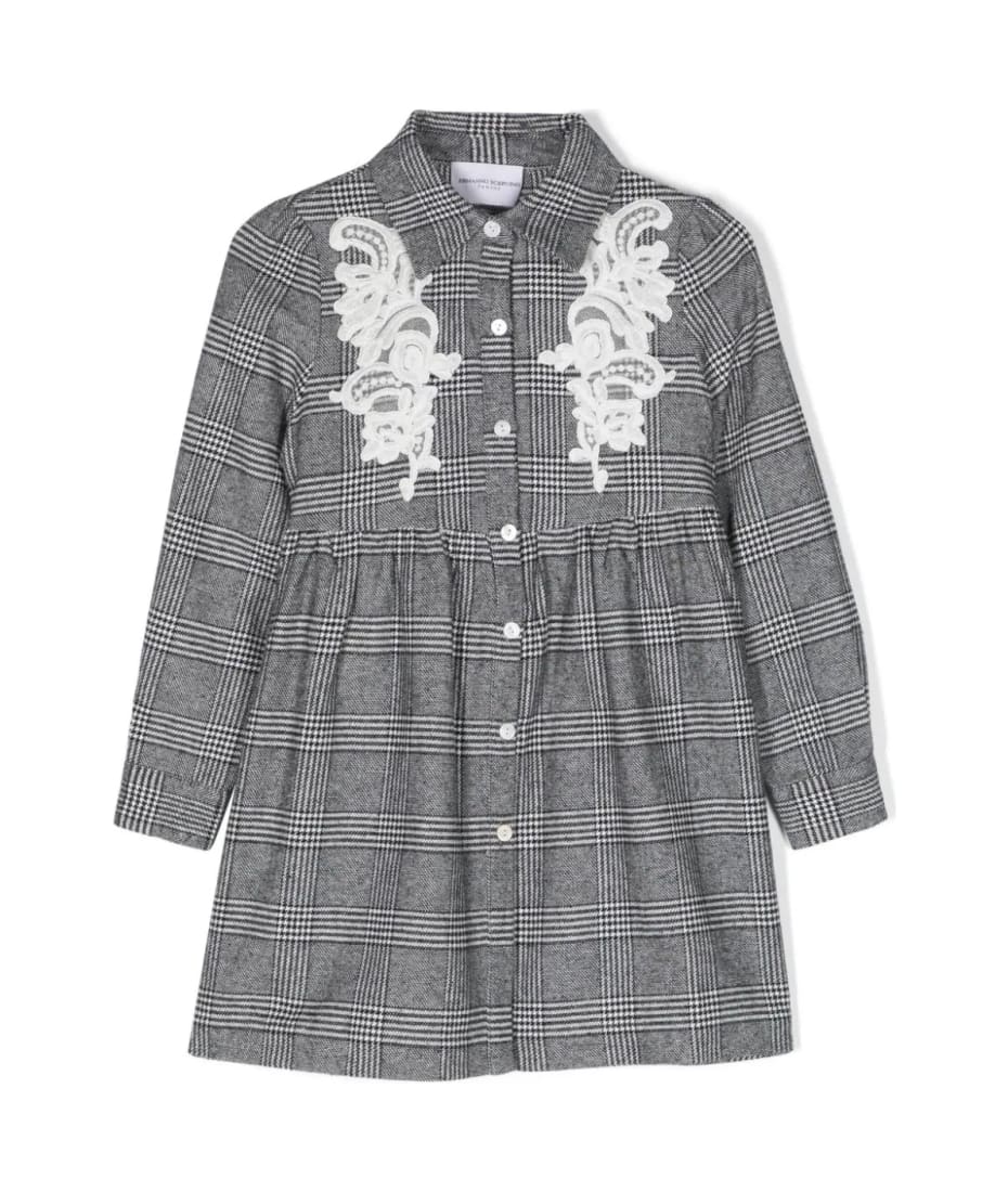 Ermanno Scervino Junior Prince Of Wales Shirt Dress With Lace