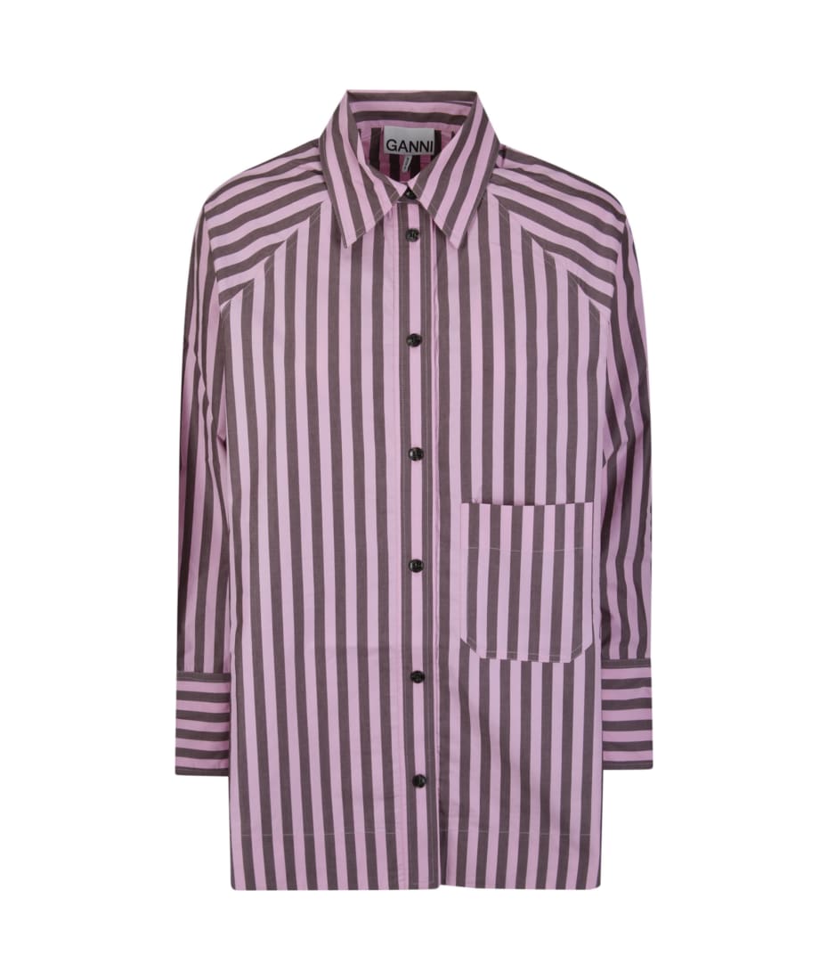 Stripe Cotton Oversize Raglan Shirt