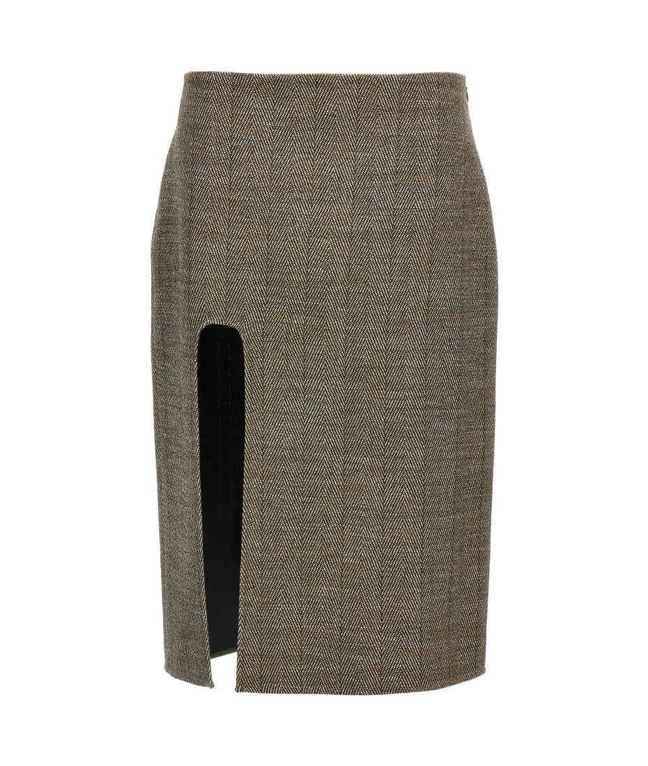 スカート STELLA MCCARTNEY Slit tweed skirt Brown 6301203EJ701 Stella McCartney Slit Tweed Skirt | italist