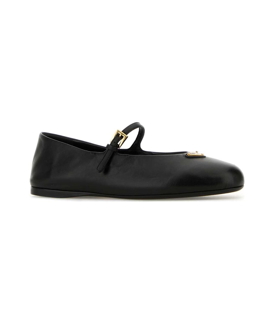 Prada Black Nappa Leather Ballerinas | italist