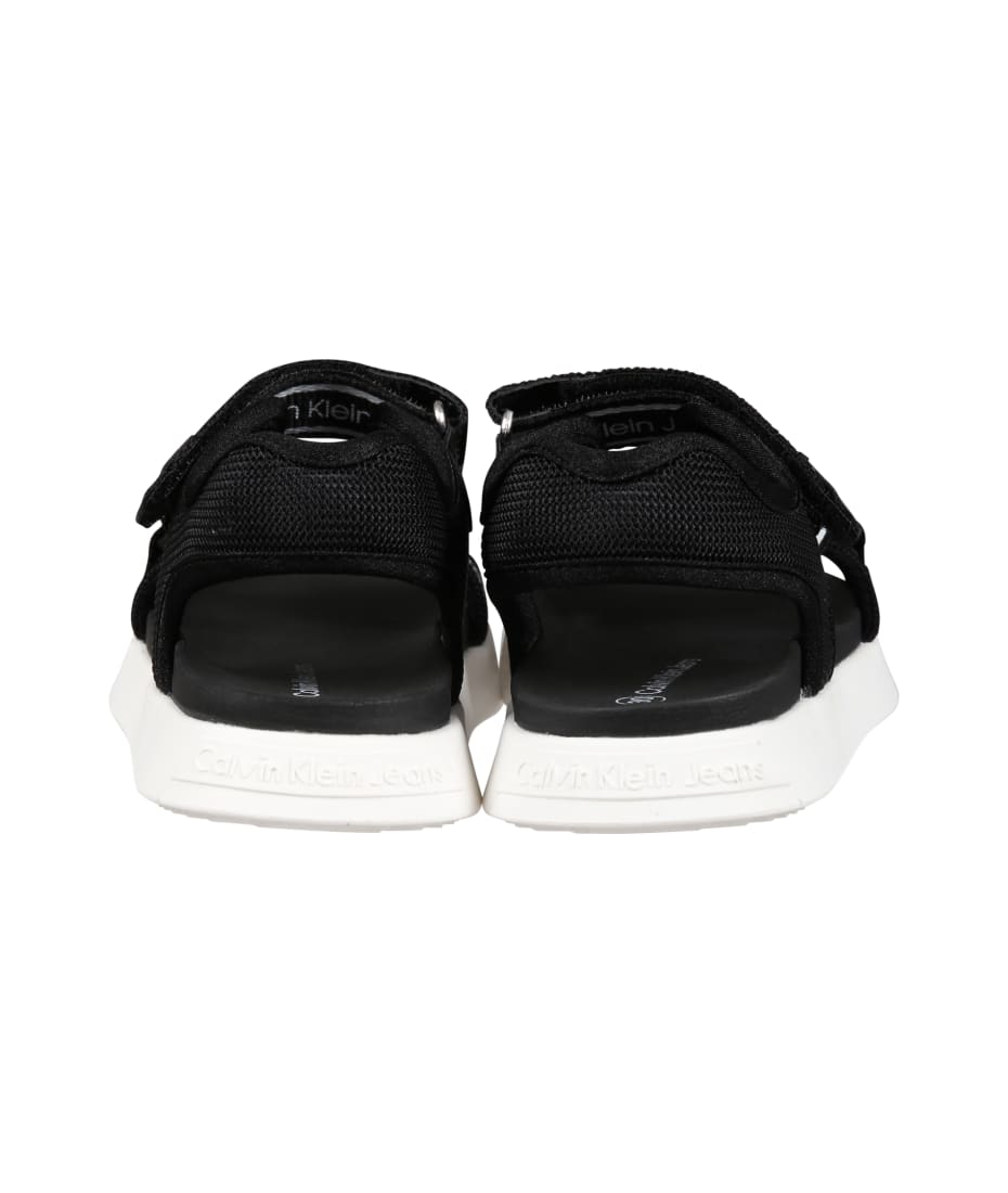 Calvin Klein Black Sandals For Girl With Logo - Black