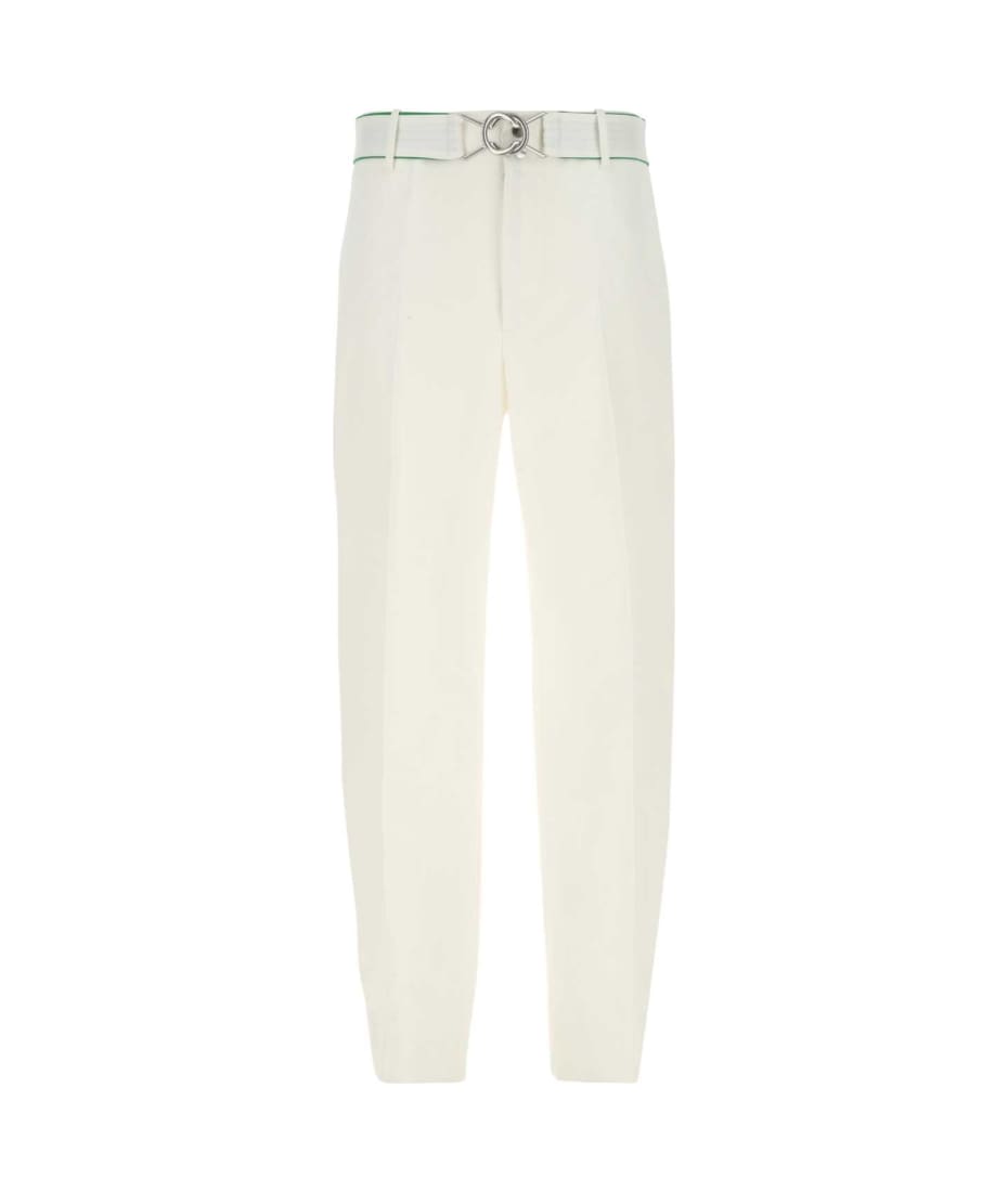 【送料&関税込】Bottega Veneta Ivory Cotton Wide-leg Pant BOTTEGA VENETA Cotton-twill barrel-leg pants | NET-A-PORTER