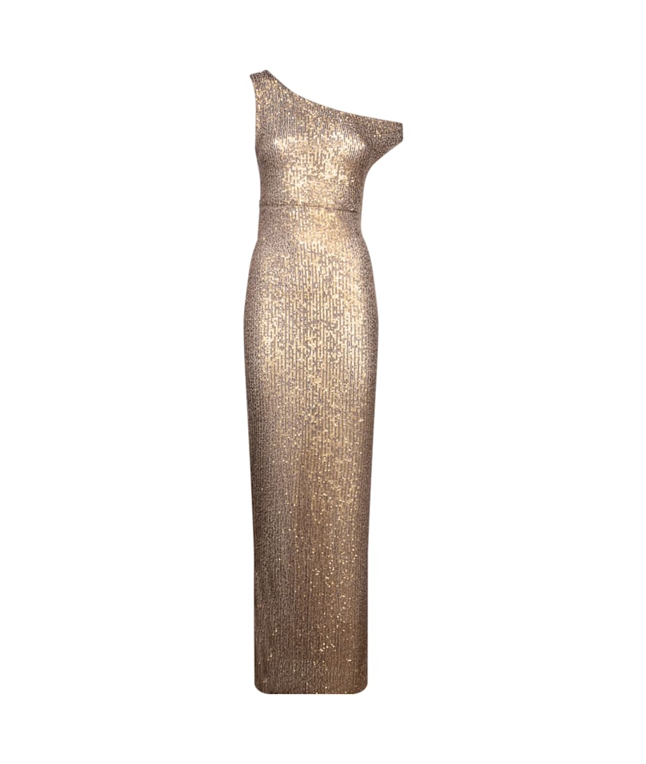 Norma Kamali Long Drop Sequin Gold Dress | italist