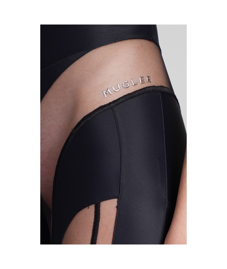 Mugler Leggings In Black Polyamide