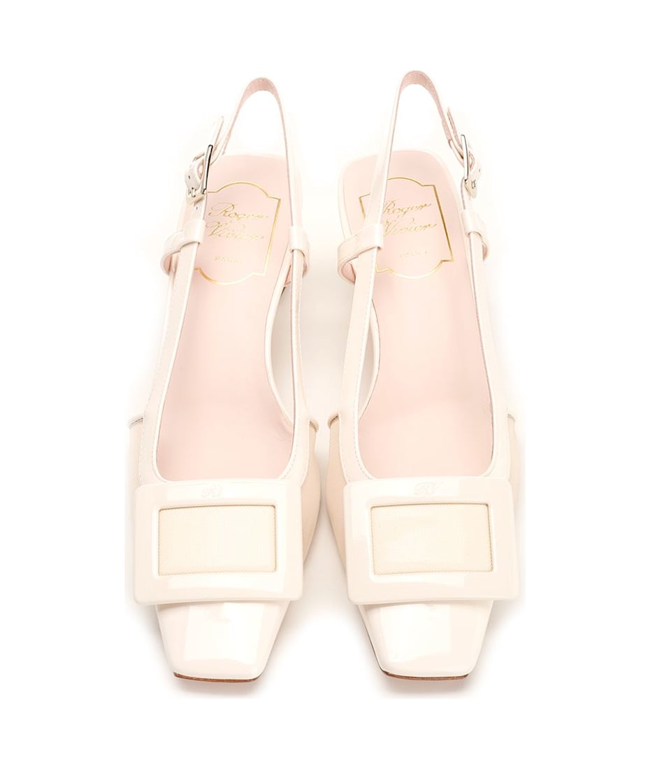 【関税込み】ROGER VIVIER Belle Viver' slingback Belle Vivier Slingback Pumps in patent leather Off White