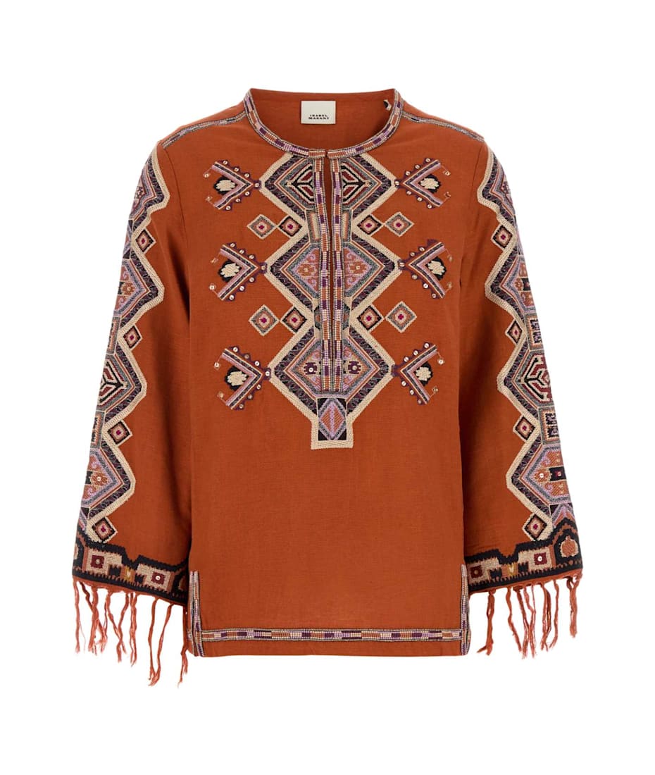 Tシャツ・カットソー ISABEL MARANT Orange Silk Zelda Blouse ZELDA BLOUSE Woman orange | ISABEL MARANT Official online store