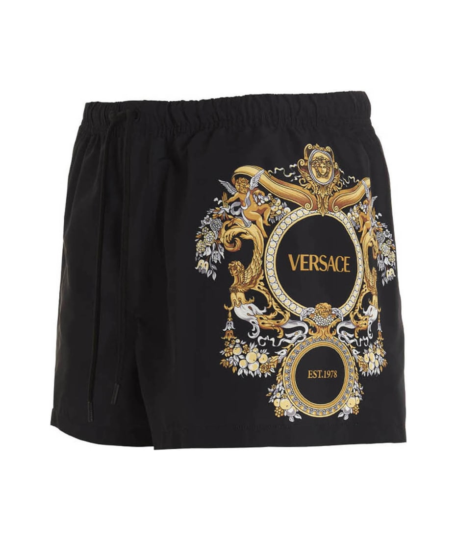 【送料&関税込】Versace Sweatshorts With 1978 Re-edition Log VERSACE 1978 Re-Edition Logo Sweat Shorts | REVERSIBLE