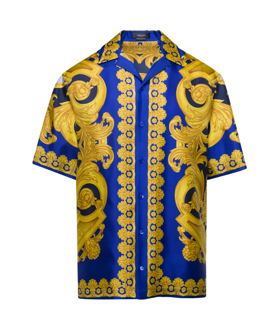 vastleggen comfort Regeneratie Versace Blue And Yellow Baroque Print Shirt In Silk Man | italist, ALWAYS  LIKE A SALE