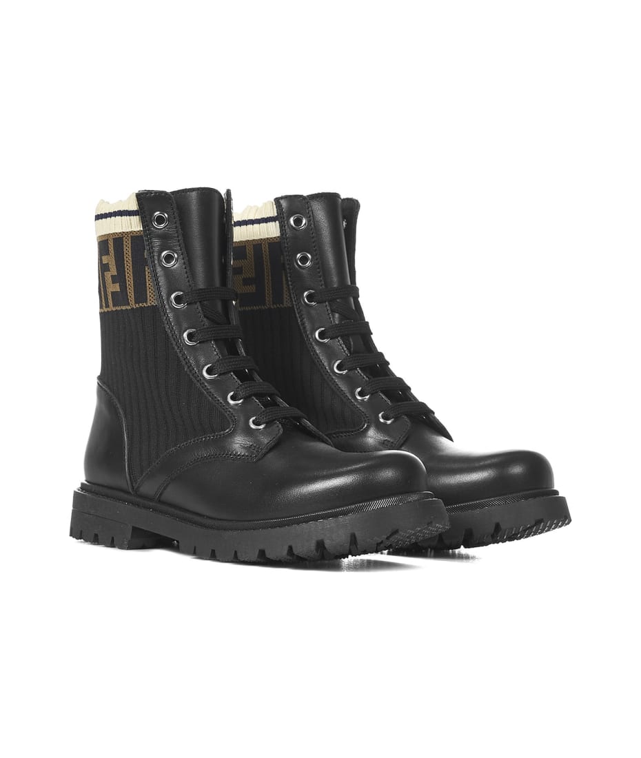 FENDIブーツ Fendi Women's Fendigraphy Biker Combat Boots Leather with Metal 278468