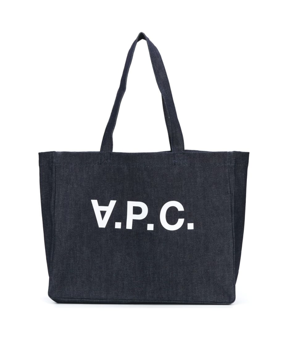 A.P.C. 'Daniela' Blue Tote Bag ロゴ デニム トートバッグ A.P.C. Daniela Blue Denim Shopper Bag With Logo Print A.p.c