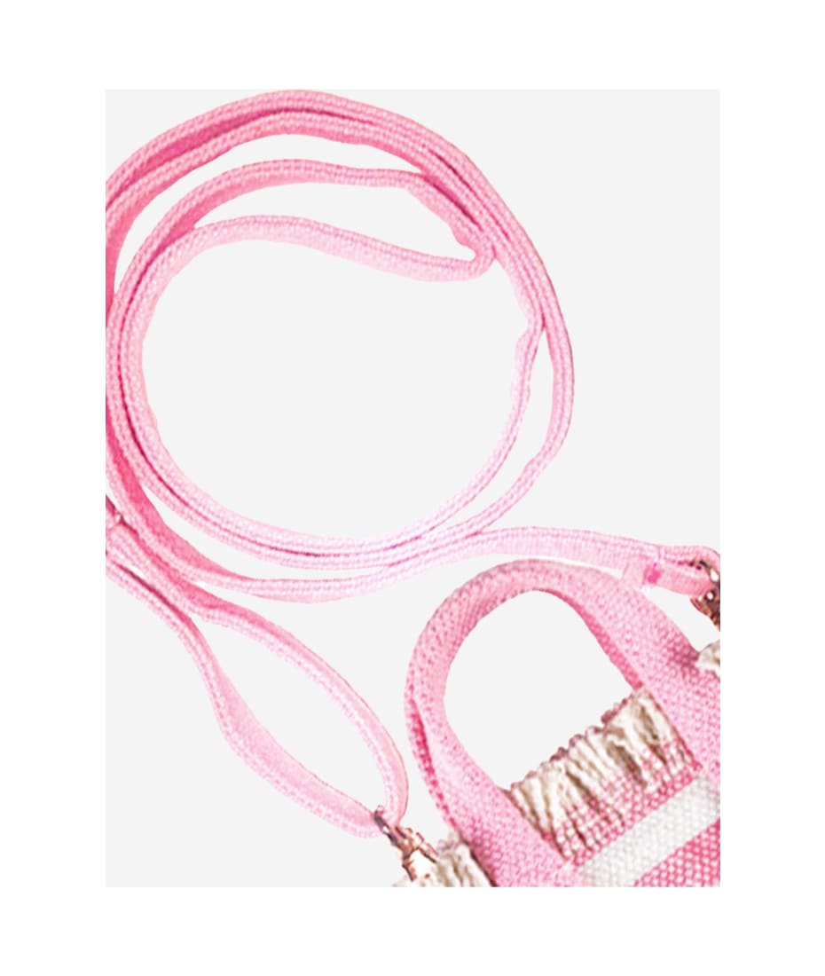 Pink striped canvas key holder with shoulder strap – MC2 Saint Barth