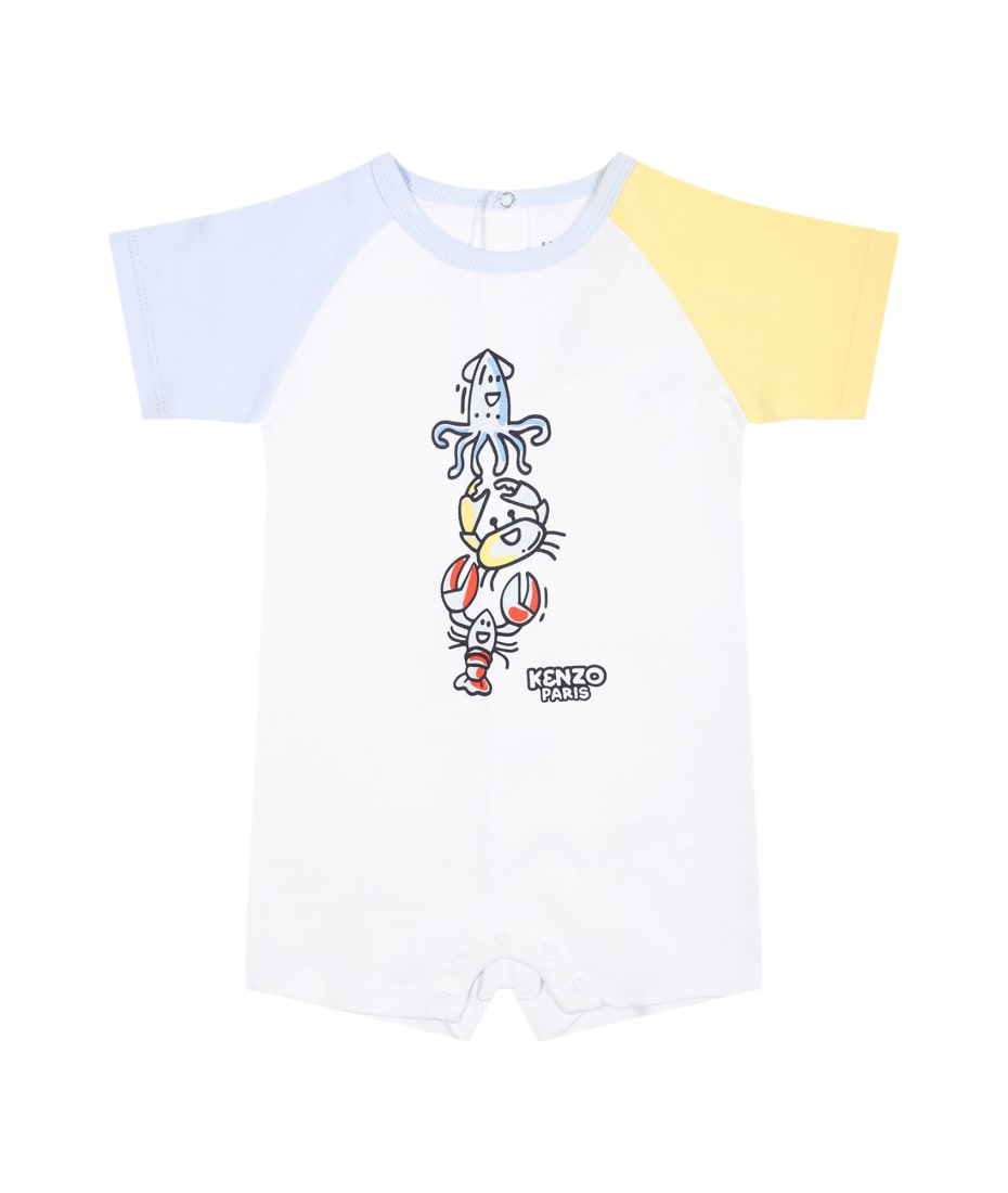 Kenzo Kids White Romper For Baby Boy With Marine Animals And Logo |  italist, ALWAYS LIKE A SALE