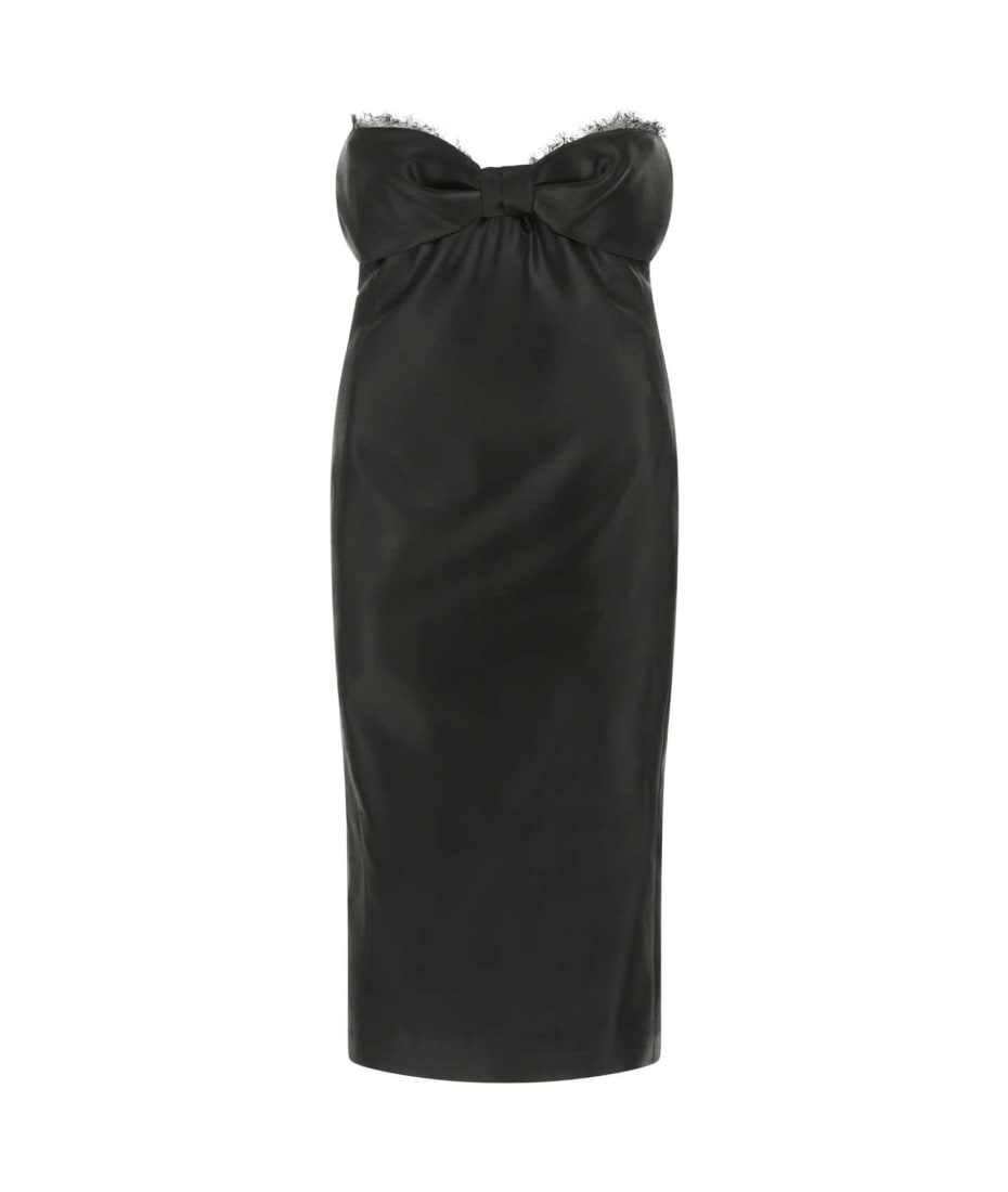 ワンピース Saint Laurent SS22 Black satin dress (680636Y6A41 1000) Saint Laurent Black Satin Dress | italist