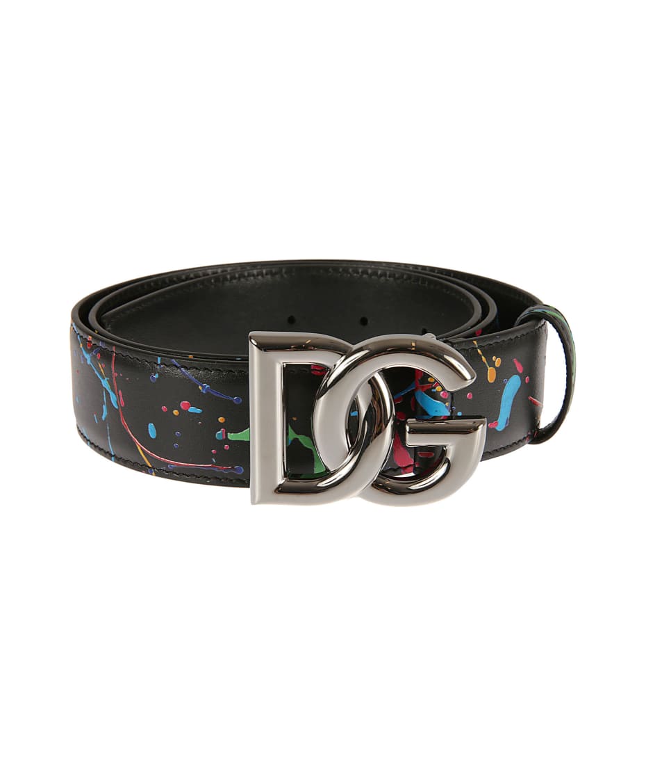 Dolce & Gabbana Paint Splash Logo Buckle Belt | italist, ALWAYS LIKE A SALE