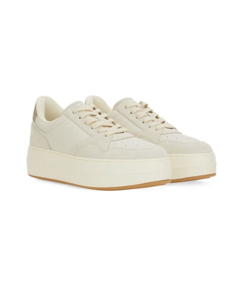 スニーカー HOGAN Leather sneakers with glittered patch Bianco Hogan Glittered Lace-up Sneakers | italist