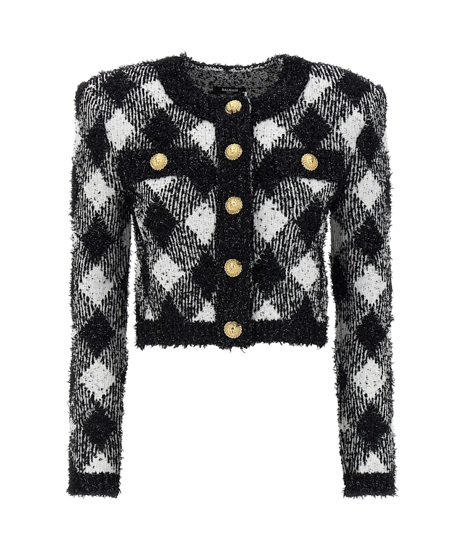 ジャケット BALMAIN FW24 Vichy tweed short jacket (DF0SK248KH66 EAB) Balmain Vichy Tweed Short Jacket | italist