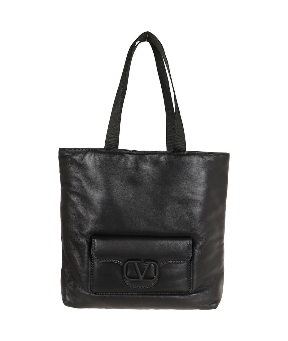 Black Nappa Leather Valentino Garavani Noir Shopping Bag