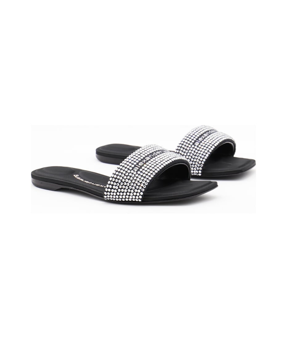 サンダル・ミュール ALEXANDER WANG BLACK AND SILVER LEATHER SANDALS Alexander Wang Black And Silver Leather Sandals | italist