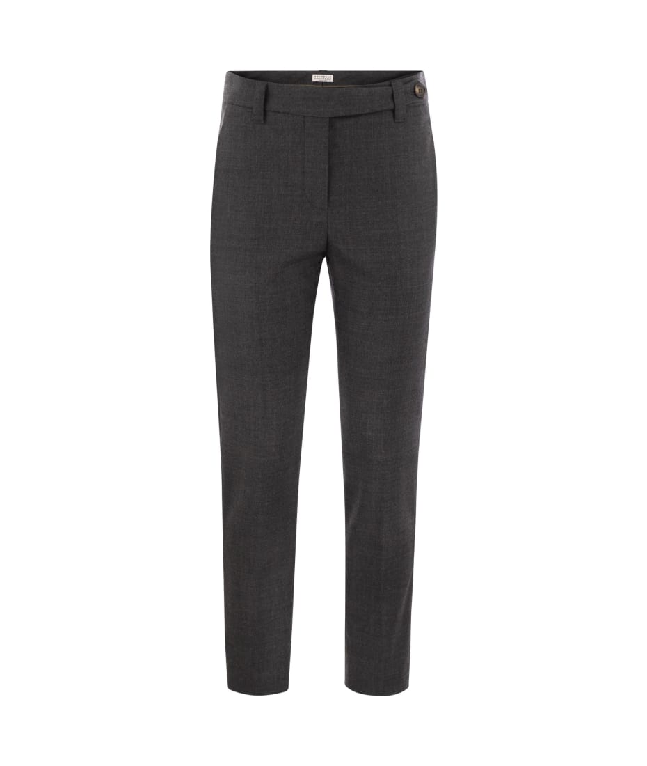 パンツ BRUNELLO CUCINELLI Stretch virgin wool cigarette trousers wi Brunello Cucinelli Stretch Virgin Wool Cigarette Trousers