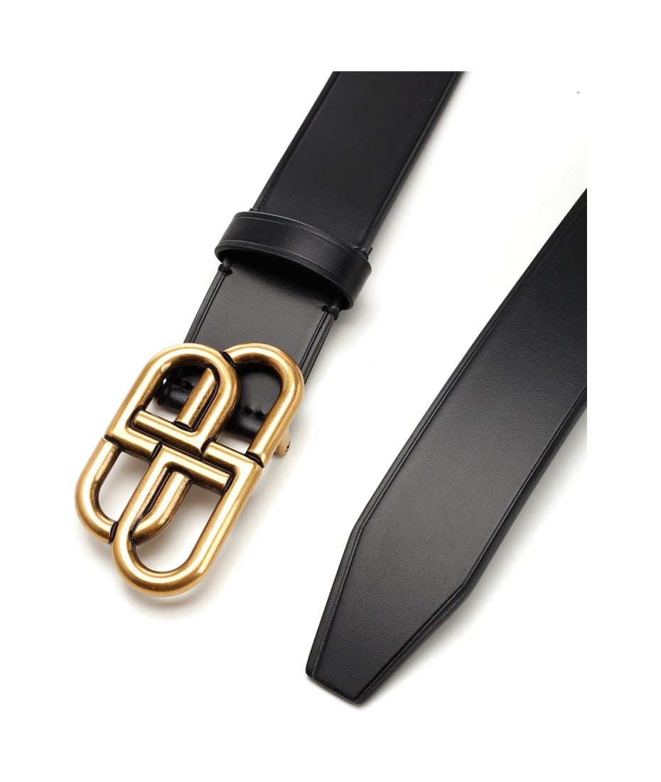 BB logo leather belt in black - Balenciaga | Mytheresa