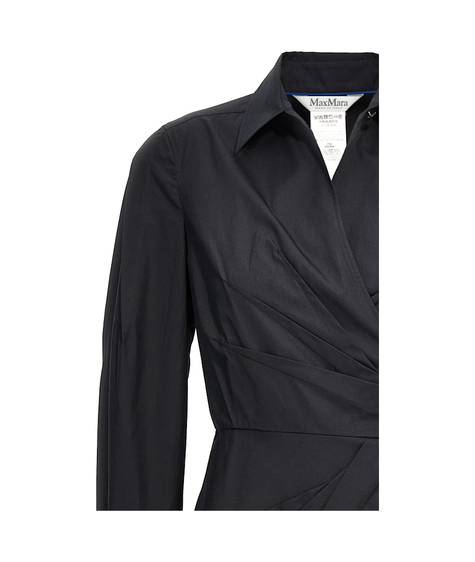 【関税込み】max mara AGRUME' DRESS Cotton crossover dress, black | 