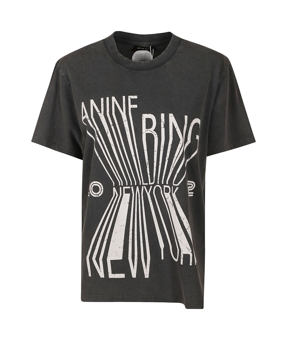 Anine Bing Logo Print T-shirt - Washed Black