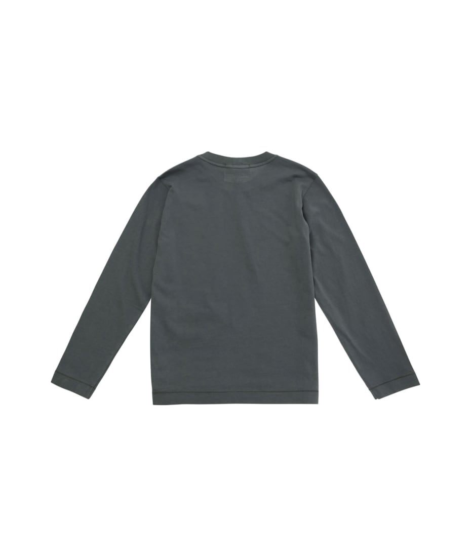 Grey Long Sleeve T-shirt With Logo Patch In Cotton Boy