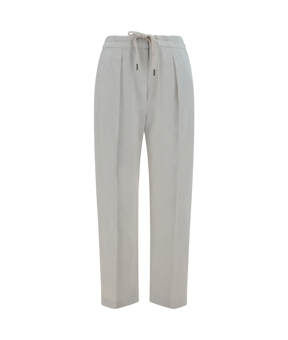 Drawstring wool pants in grey - Brunello Cucinelli