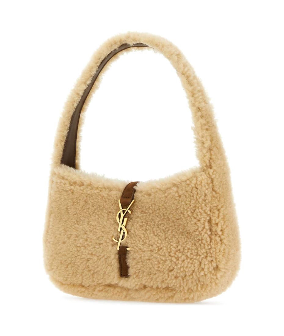 Saint Laurent Beige Shearling Mini Le 5 ã 7 Handbag