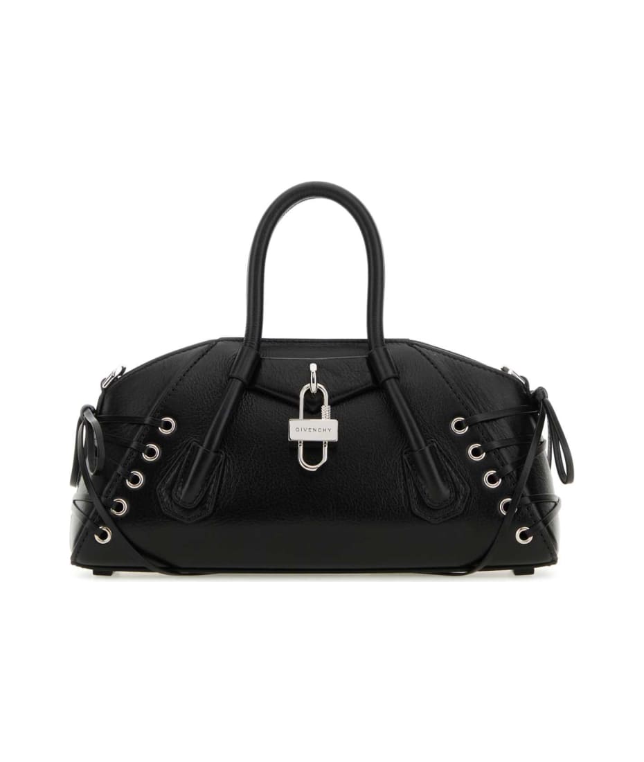 Givenchy Black Leather Mini Antigona Stretch Handbag - Black