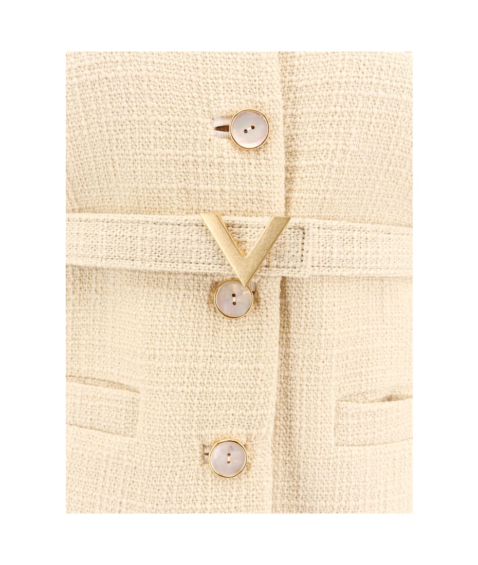 ジャケット VALENTINO Wool blazer with leather belt and v gold buckle Valentino Wool Blazer With Leather Belt And V Gold Buckle