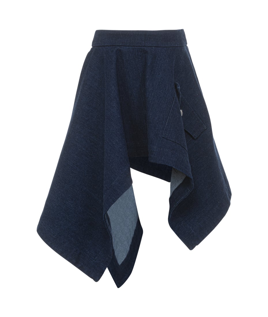 Simonetta Kids Asymmetric Skirt In Dark Blue Denim | italist