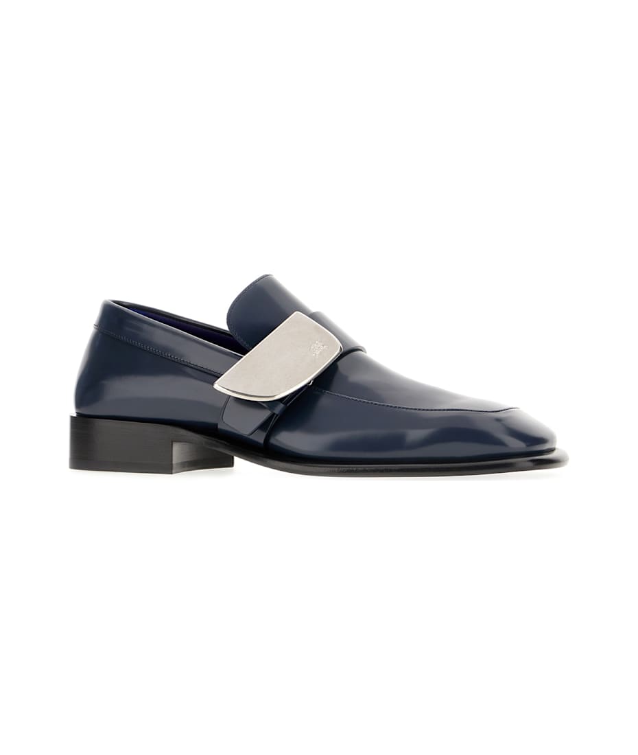 Burberry Blue Leather Shield Loafers | italist