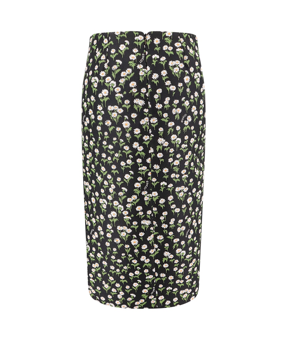 【送料&関税込】Gucci CrApe Jacquard Midi Skirt With Floral Gucci Crêpe Jacquard Midi Skirt With Floral Pattern