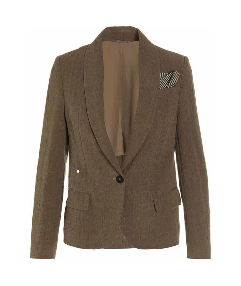 ジャケット BRUNELLO CUCINELLI LINEN SINGLE-BREASTED JACKET Brunello Cucinelli Cotton Linen Twill Single-Breasted Blazer