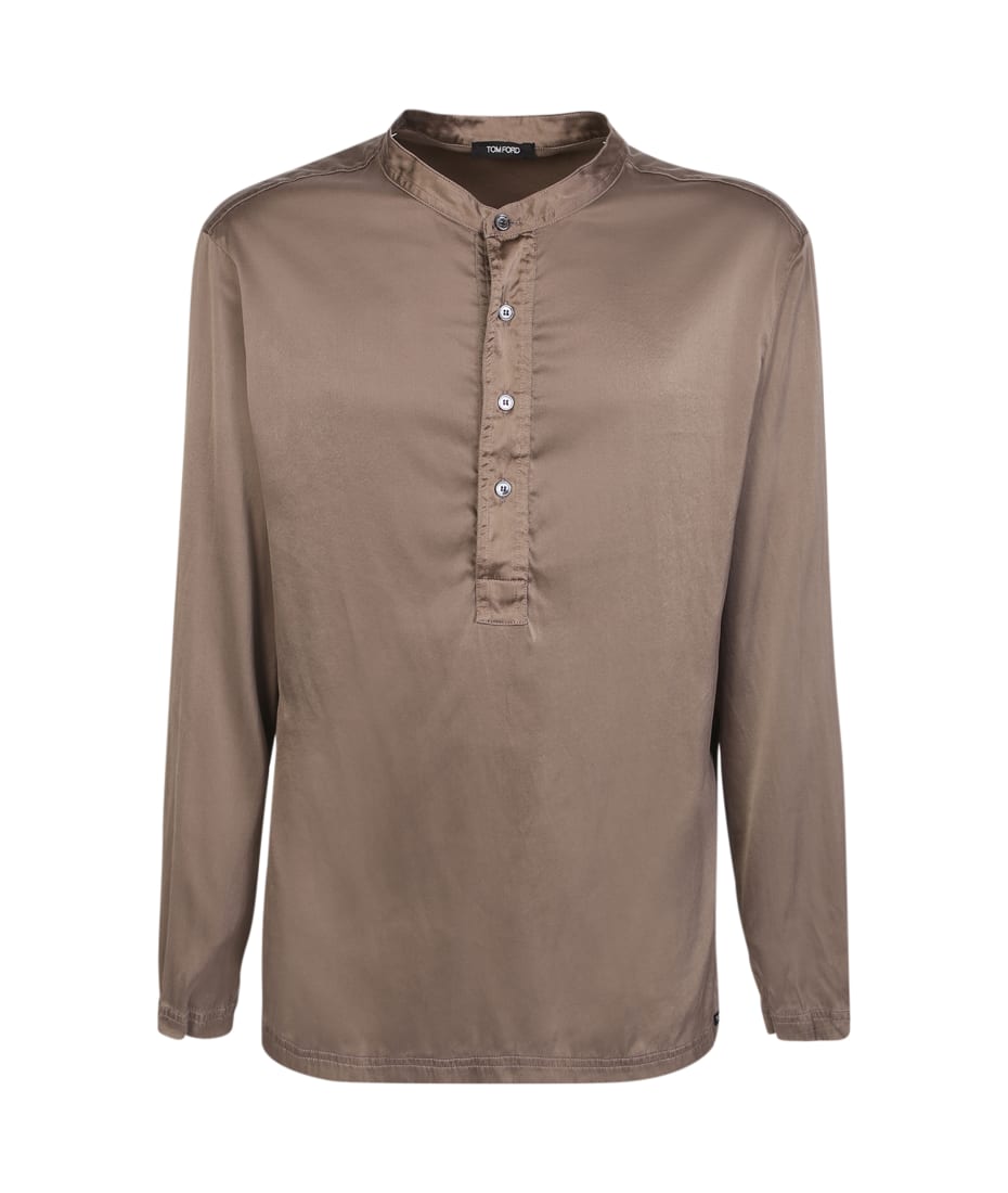 【Tom Ford】サテン Henleyシャツ TOM FORD Silk-Blend Henley T-Shirt | Harrods US