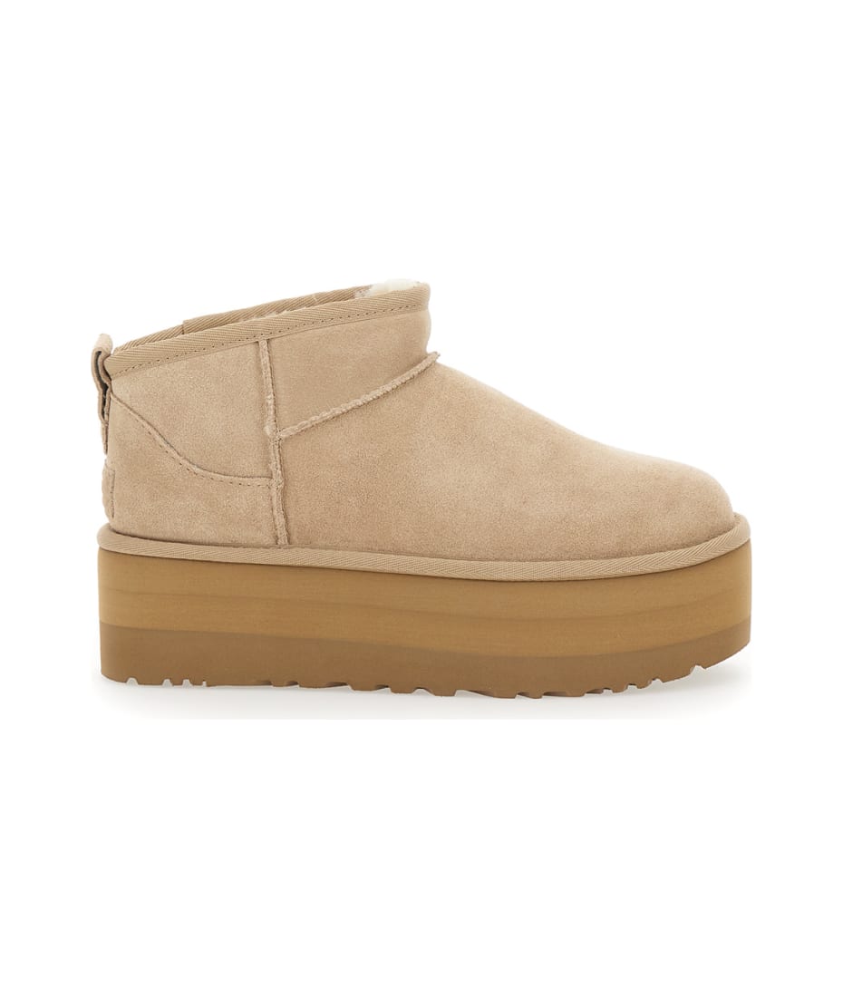 【送料&関税込】UGG classic Ultramini Beige Ankle Boots With UGG 'classic Ultramini' Beige Ankle Boots With Platform In