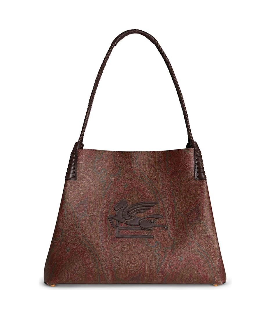 【時を超えた優雅さ】ETRO Paisley Libra Medium トートバッグ Etro Brown Medium Paisley Libra Tote Bag | italist