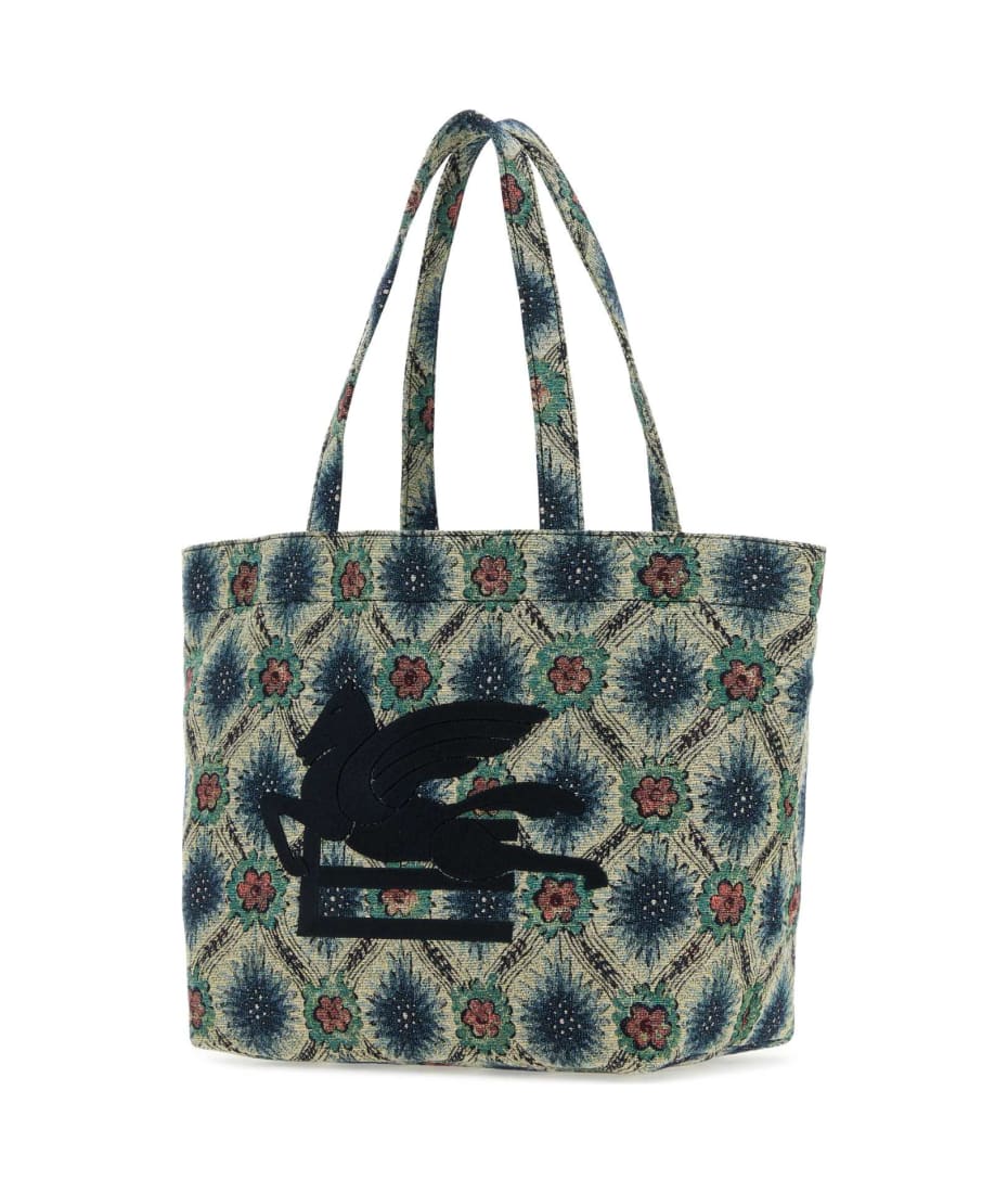 トートバッグ ETRO Embroidered canvas medium Soft Trotter shopping bag Etro Embroidered Canvas Medium Soft Trotter Shopping Bag