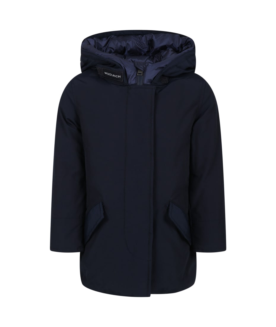 Woolrich Blue Arctic Parka For Girl With Logo italist, ALWAYS