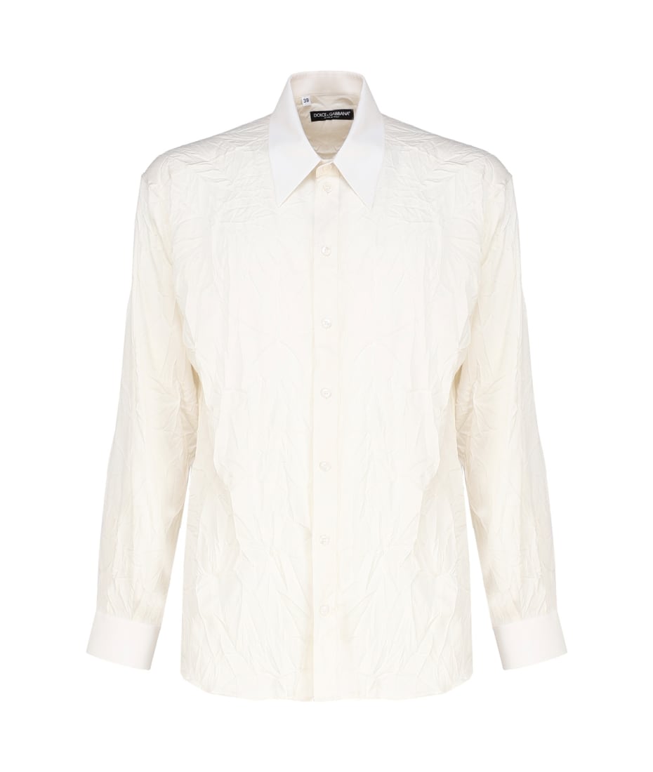 Dolce&Gabbana Men's Wrinkled Silk Dress Shirt