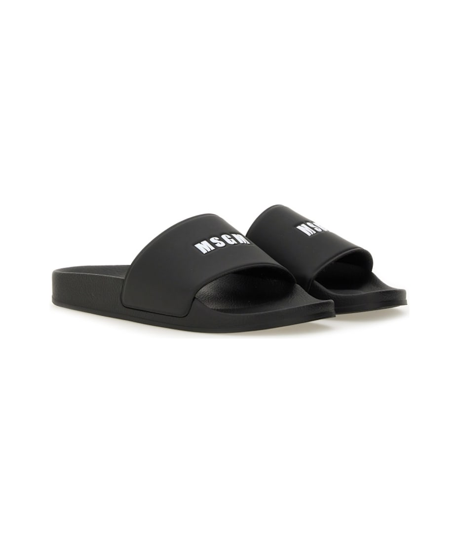 サンダル MSGM Men Sandals 3840MS20886499 Black MSGM Slide Sandal With Logo | italist