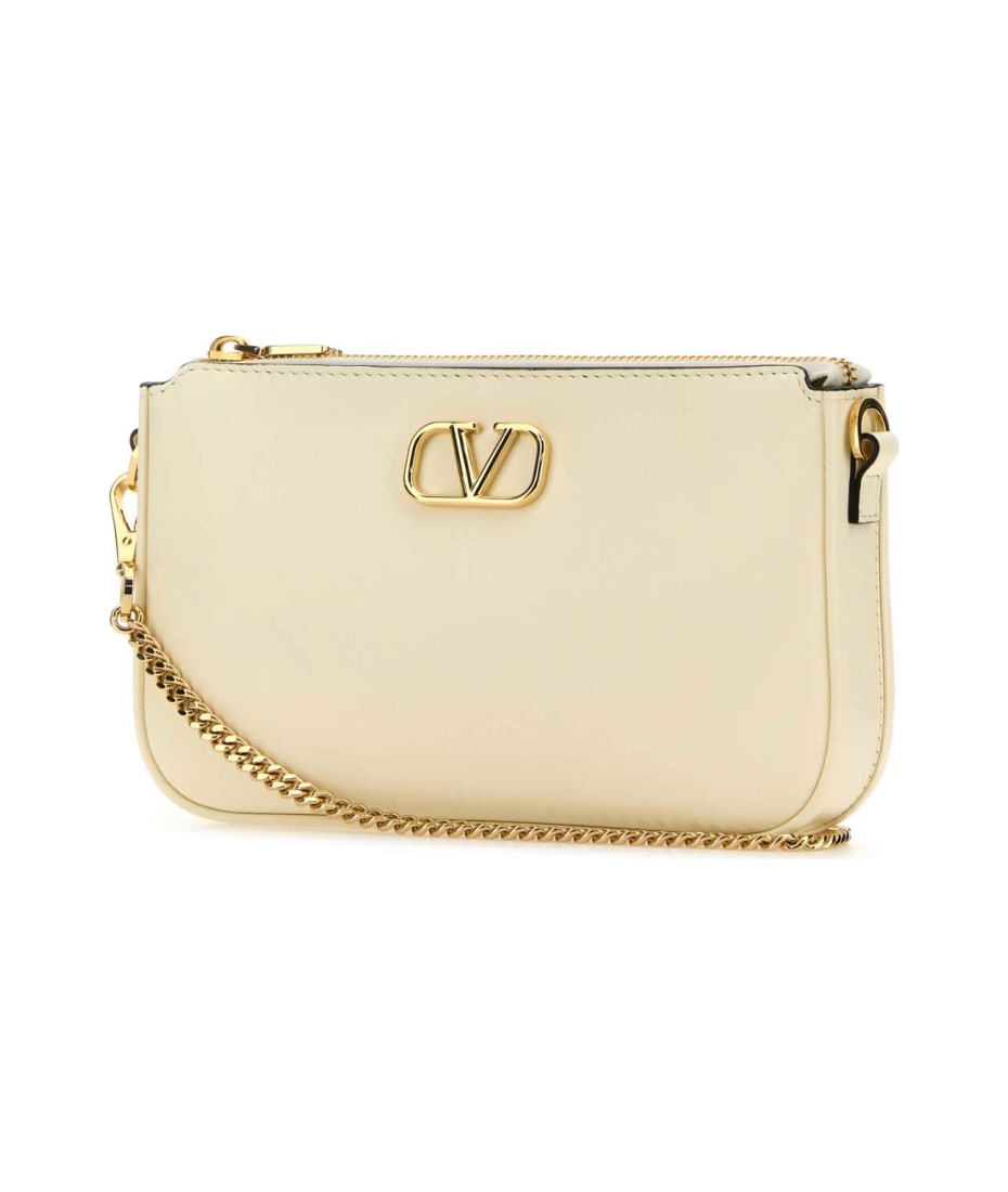 Valentino Garavani Ivory Leather Vlogo Crossbody Bag