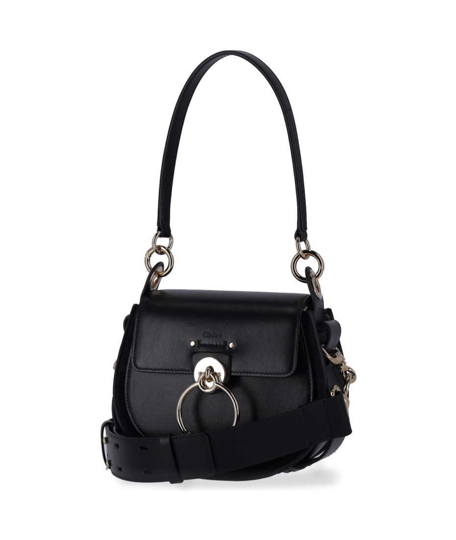 【関税&送料込】Chloe Tess Shoulder Bag Chloé Small Tess Bag in Shiny & Suede Leather in Black