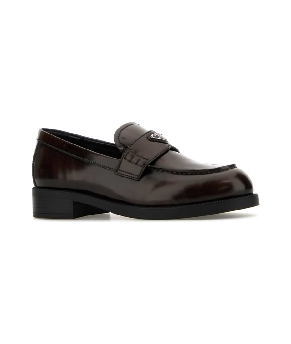 Prada Brown Leather Loafers | italist
